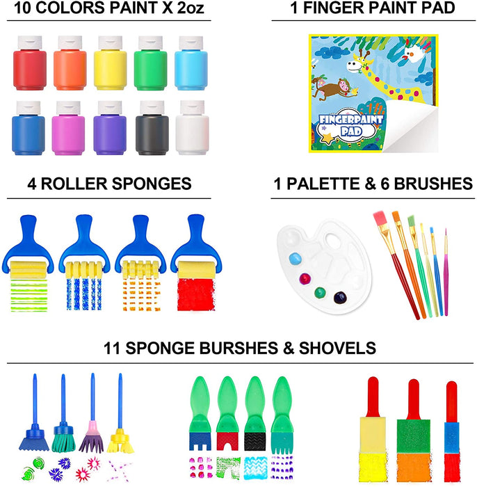 Kids Paint Brushes Sponge Painting Brush Finger Paints Set for