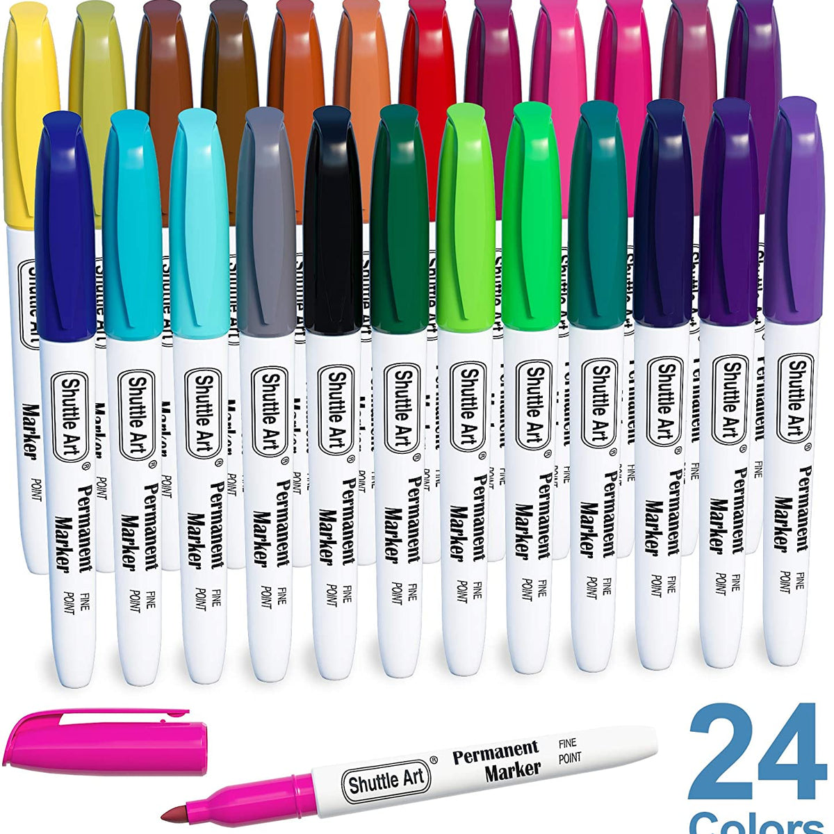 Vitoler Colored Permanent Markers ,24 Assorted Colors Permanent Marker Pens  Fine