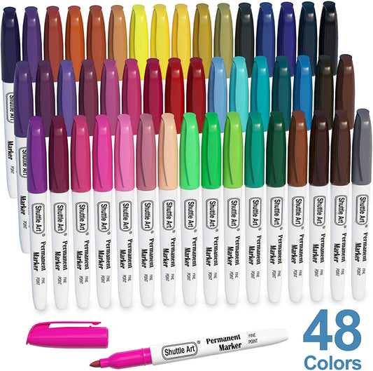 Colored Permanent Markers, Fine Point - Set of 48