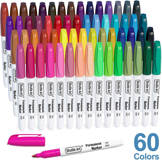 Colored Permanent Markers, Fine Point  - Set of 60