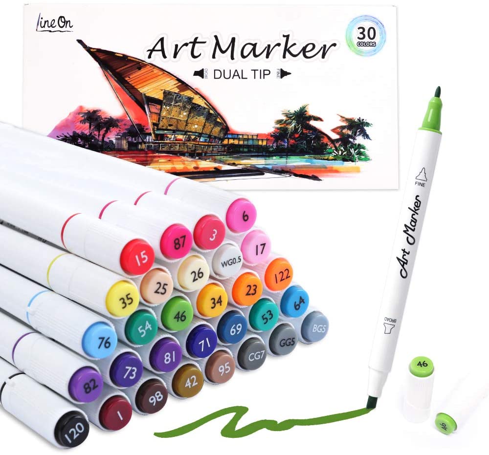 Shuttle Art 51 Colors Dual Tip Alcohol Based Art Markers, 50