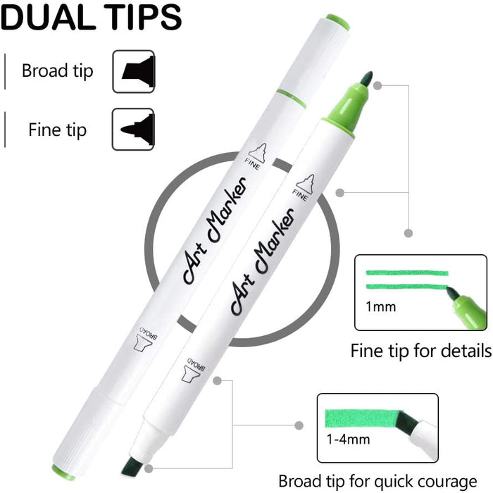Shuttle Art Dual Tip Brush Pens Art Markers, 30 Colors Dual Tip