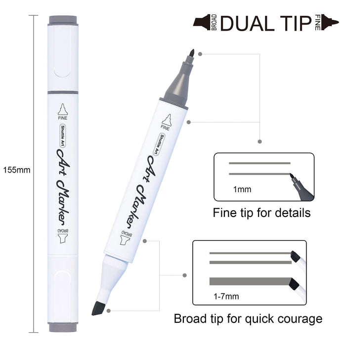 Grey Tones Dual Tip Art Marker - Set of 15 — Shuttle Art