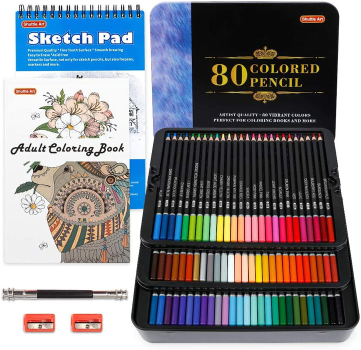 174 Colors Professional Colored Pencils Set, Shuttle Art Soft Core
