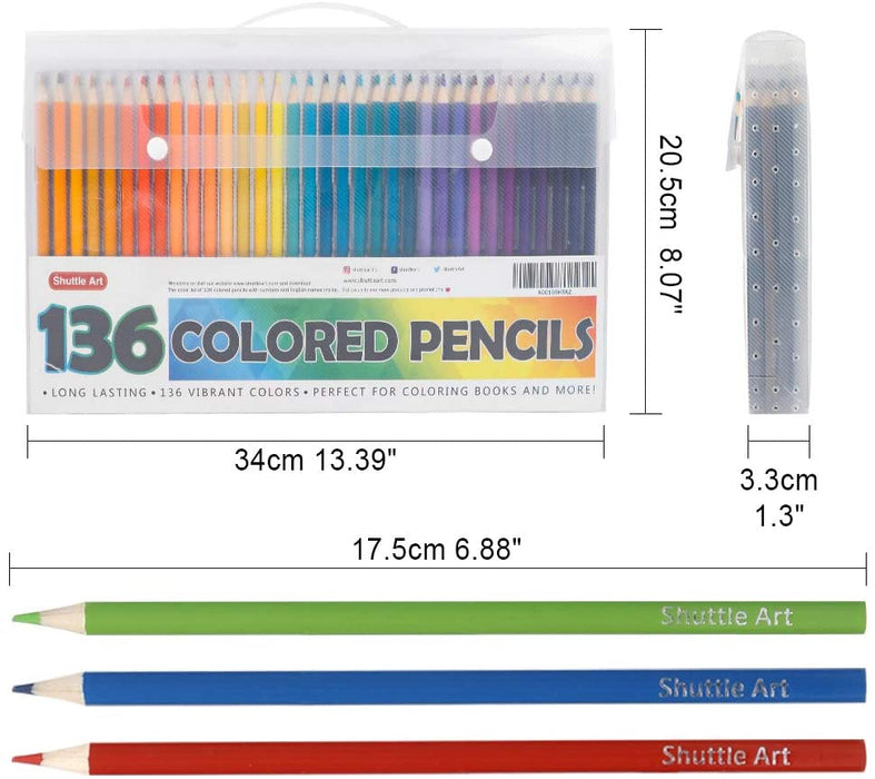 Shuttle Art 138 Colored Pencils, Soft Core Coloring Pencils. All