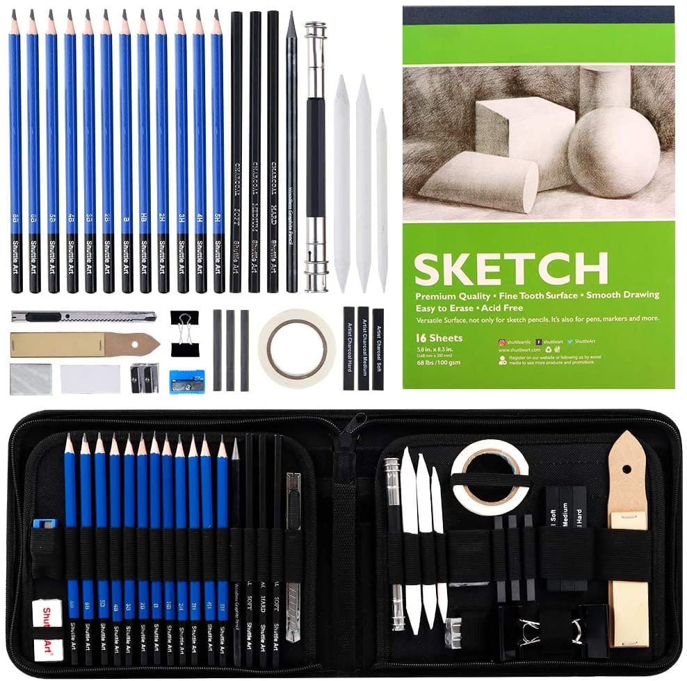 Sketching Drawing Kit Set 72-Piece and 100 Sheet Sketchbook, Art Supplies